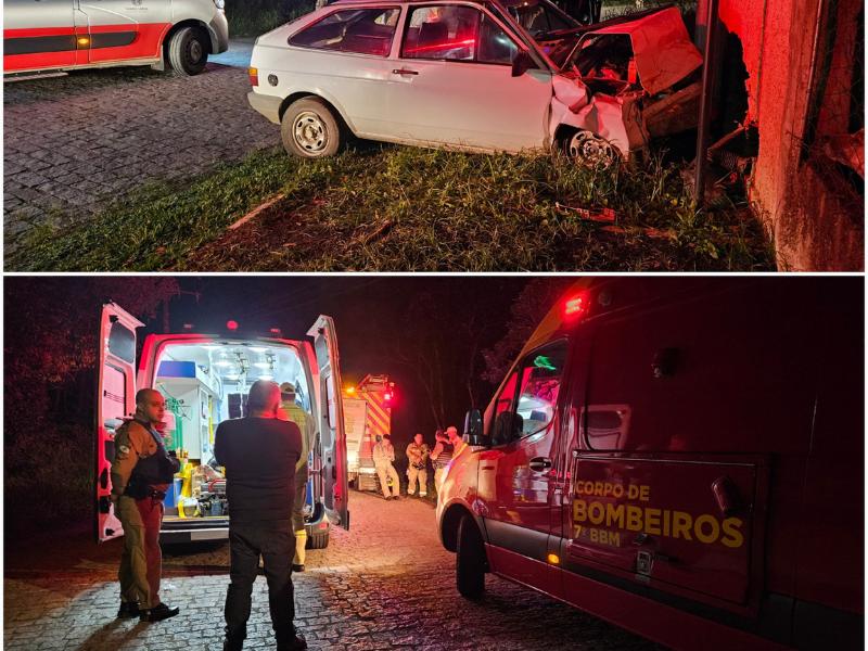 Colisão contra muro deixa motorista gravemente ferido em Balsa Nova