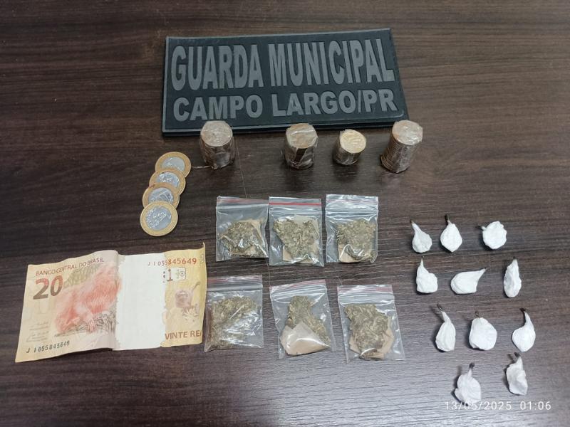 Guarda Municipal prende suspeito de tráfico de drogas durante patrulhamento em Bateias