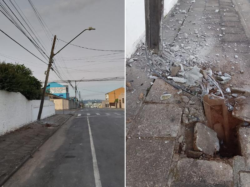 Motorista colide em poste e deixa consumidores sem energia na Vila Operária