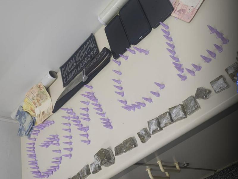 Guarda Municipal de Campo Largo prende suspeito e apreende drogas no bairro Aparecida