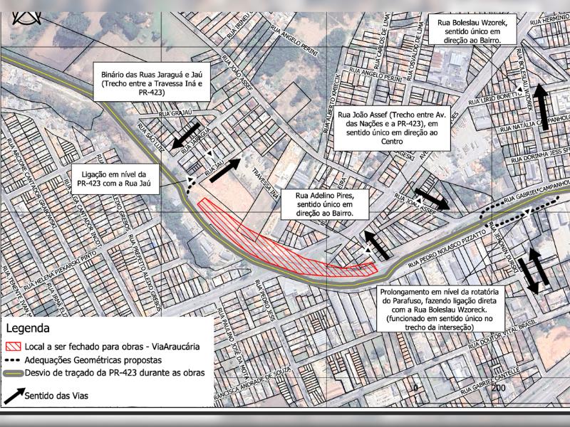 Via Araucária implanta desvio de tráfego para construção de viaduto na PR-423 a partir do dia 11